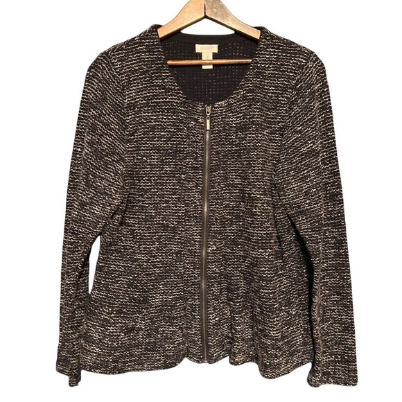 Chicos Womens Zip-Front Textured Cardigan Jacket Size M - Picture 1 of 6